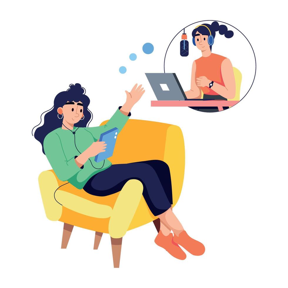 Check this flat illustration of online meeting vector
