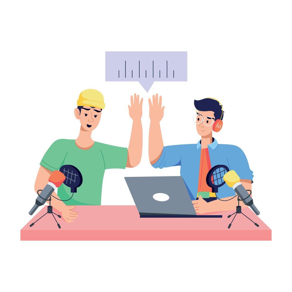 Ready to use flat illustration of podcast guest vector