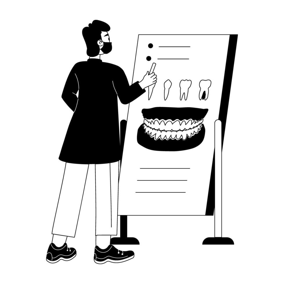 Editable flat illustration of dental analysis vector