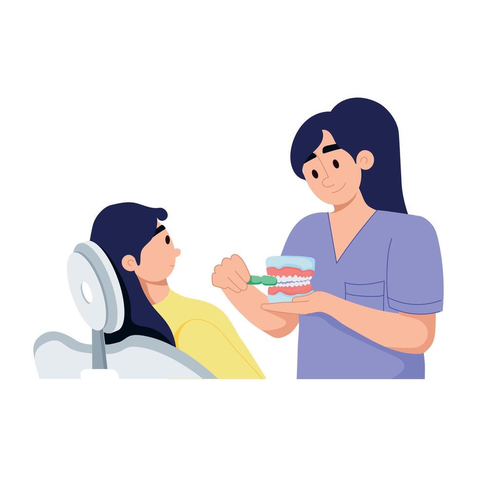 Grab this flat illustration of dental consultation vector