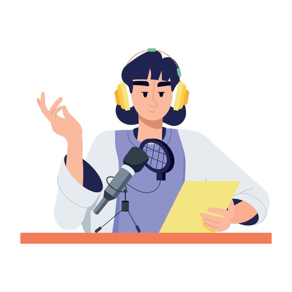 A handy flat illustration showing show host vector