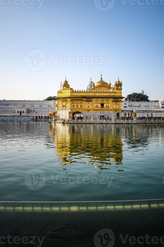 Beautiful view of Golden Temple - Harmandir Sahib in Amritsar, Punjab, India, Famous indian sikh landmark, Golden Temple, the main sanctuary of Sikhs in Amritsar, India photo