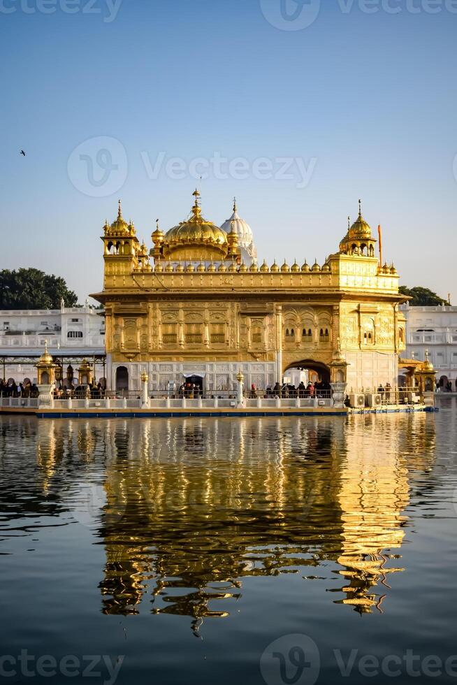 Beautiful view of Golden Temple - Harmandir Sahib in Amritsar, Punjab, India, Famous indian sikh landmark, Golden Temple, the main sanctuary of Sikhs in Amritsar, India photo