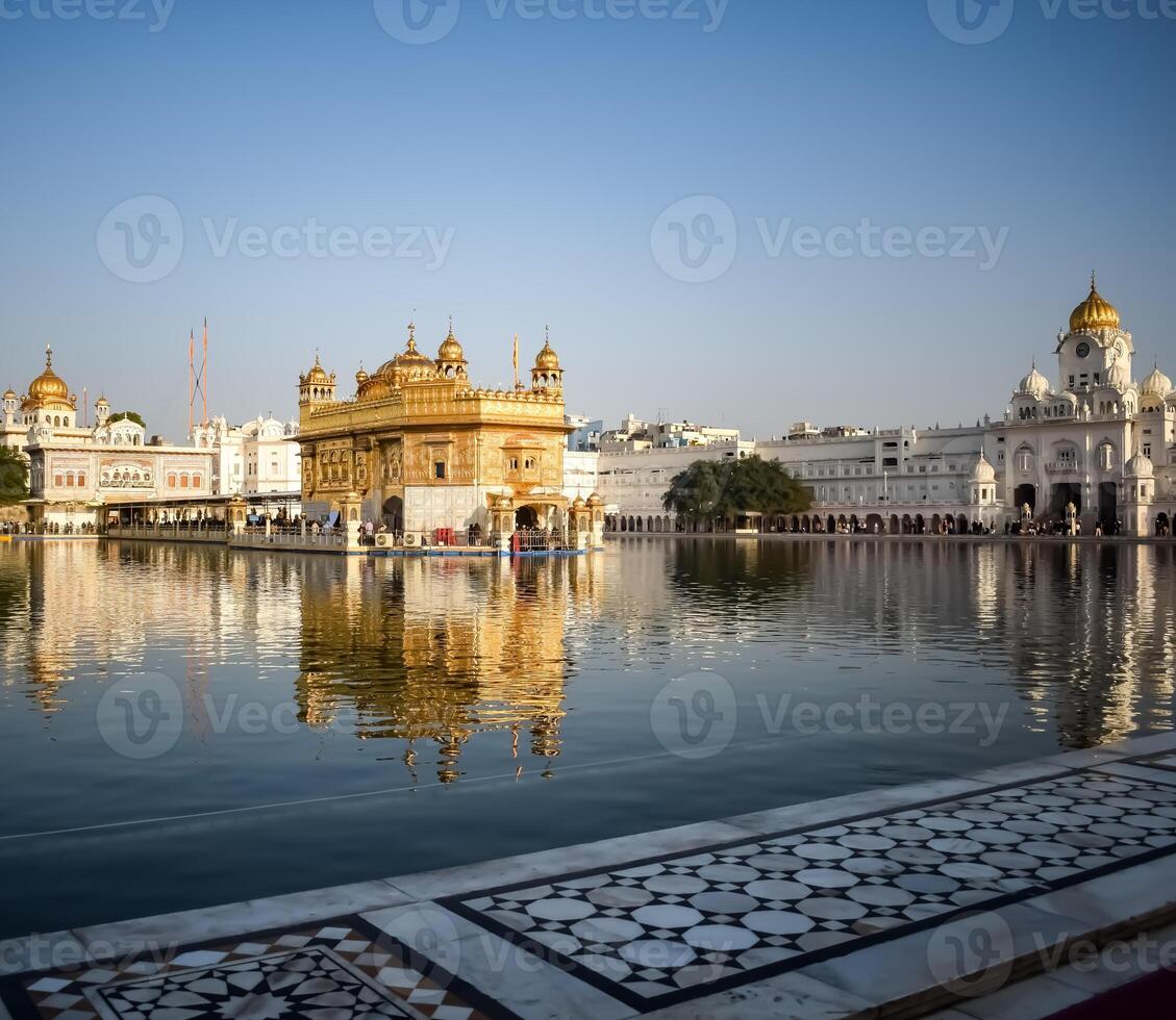 Beautiful view of Golden Temple - Harmandir Sahib in Amritsar, Punjab, India, Famous indian sikh landmark, Golden Temple, the main sanctuary of Sikhs in Amritsar, India photo