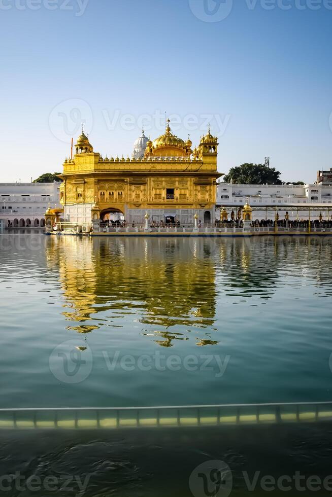 Beautiful view of Golden Temple - Harmandir Sahib in Amritsar, Punjab, India, Famous indian sikh landmark, Golden Temple, the main sanctuary of Sikhs in Amritsar, India photo