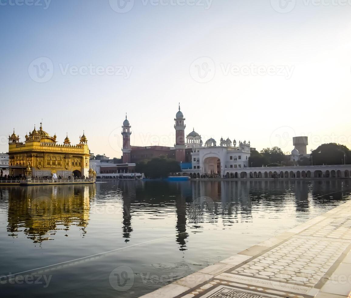 Beautiful view of Golden Temple - Harmandir Sahib in Amritsar, Punjab, India, Famous indian sikh landmark, Golden Temple, the main sanctuary of Sikhs in Amritsar, India photo