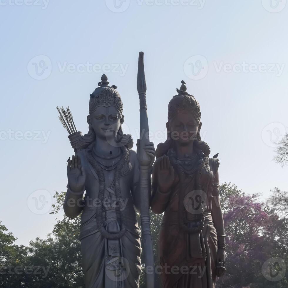 Big statue of Lord Sita Ram near Delhi International airport, Delhi, India, Lord Ram and Sita big statue touching sky at main highway Mahipalpur, Delhi photo