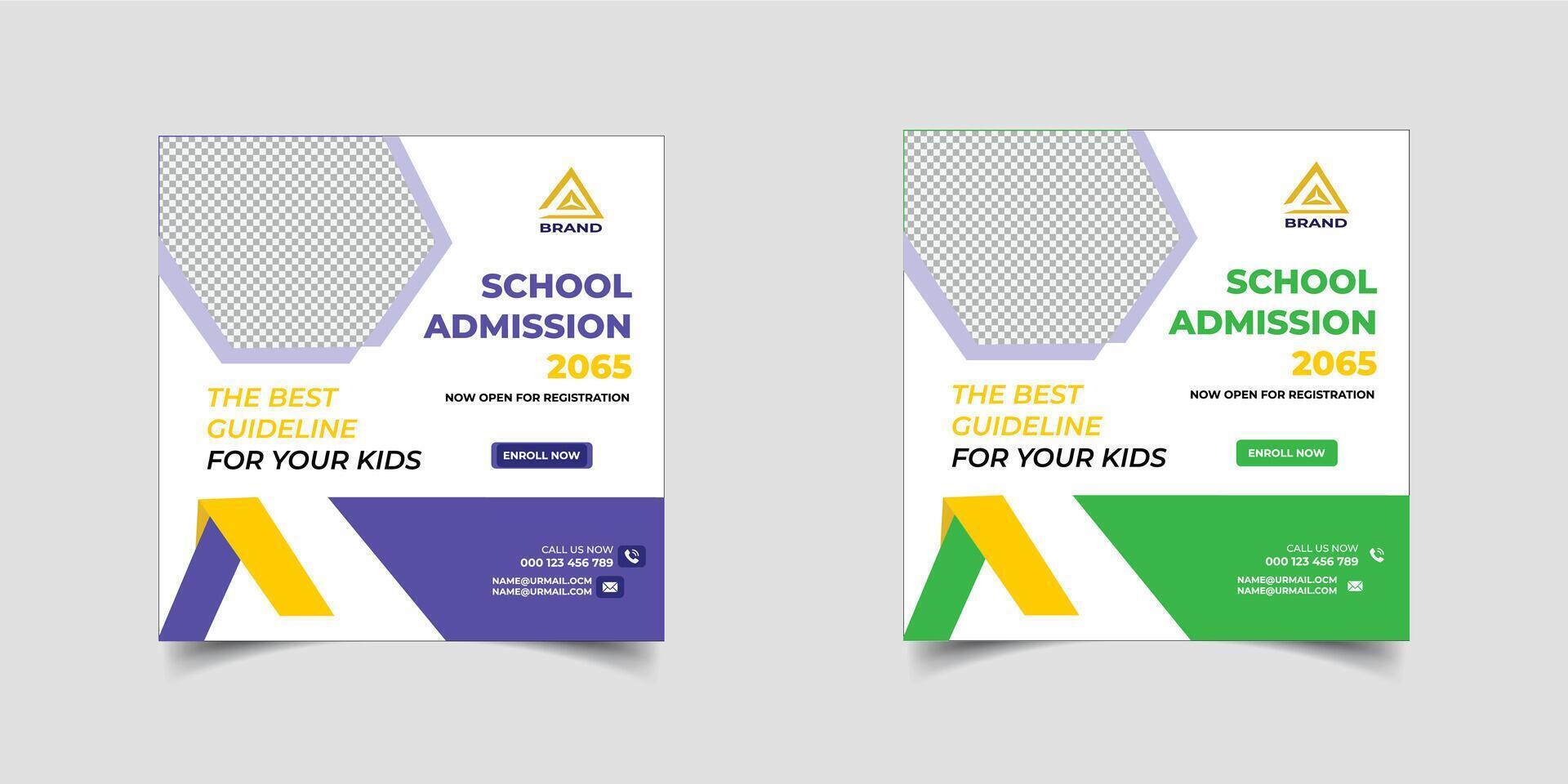 School Admission back to School social Media Post Design templates vector