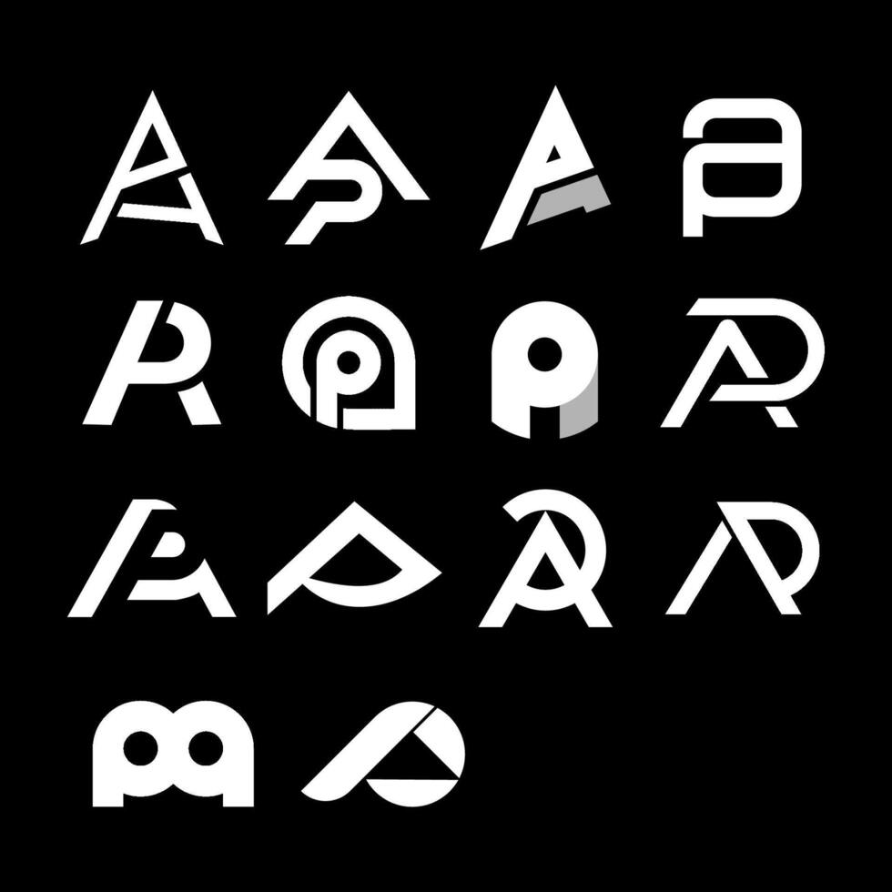 Set of letter PA or AP logo icon abstract monogram initial collection vector
