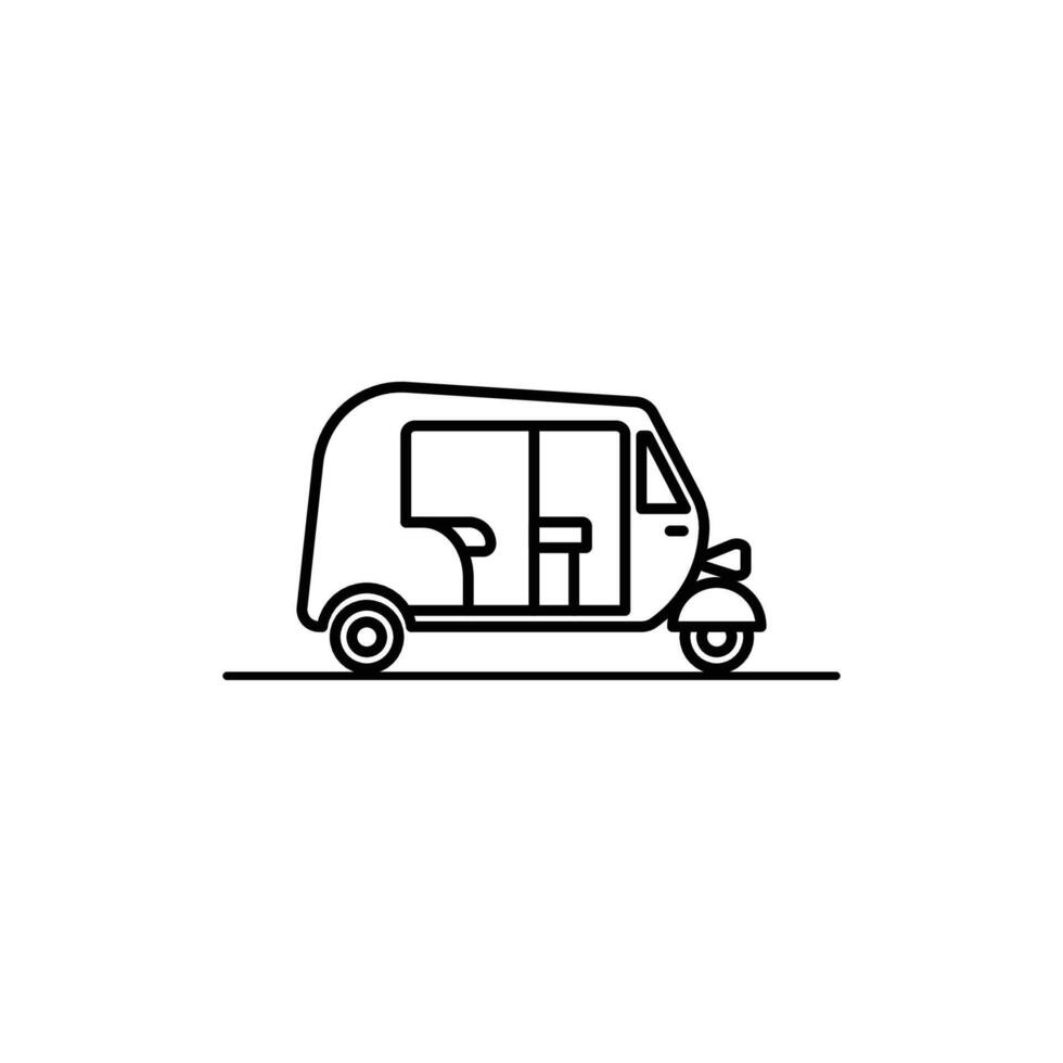 Auto rickshaw side black line icon. vector