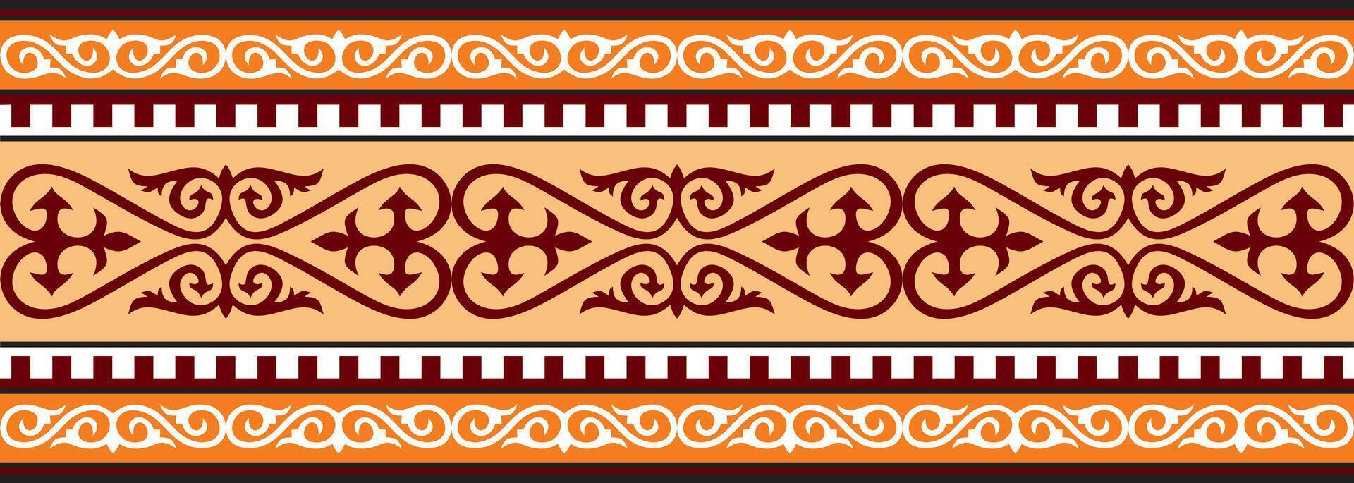 seamless colored Kazakh national ornament, border, frame. EndlessPattern of nomadic peoples of the great steppe, Kyrgyz, Mongol, Buryat, Kalmyk. vector