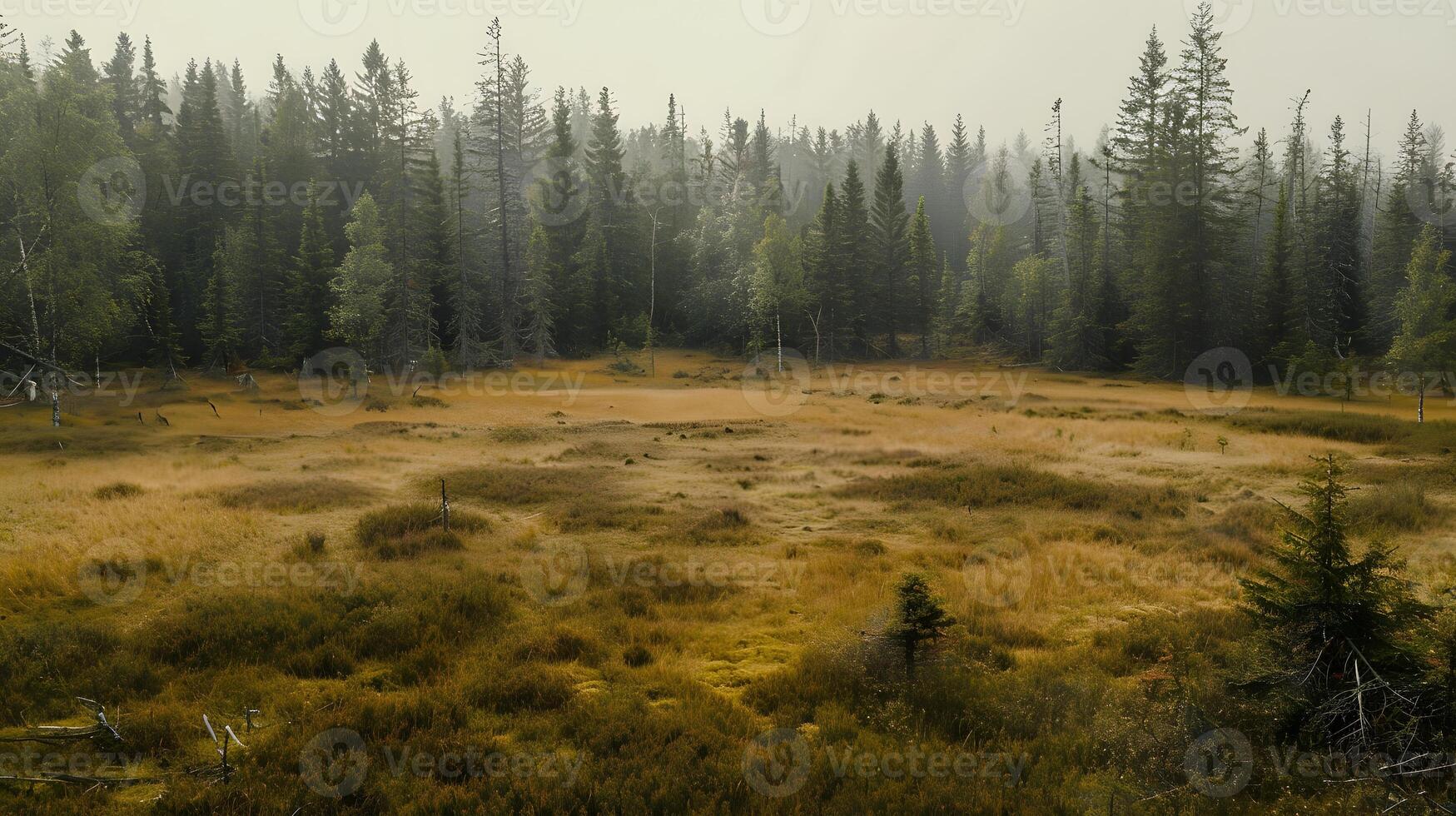 A field of tall grass with a few trees in the background photo