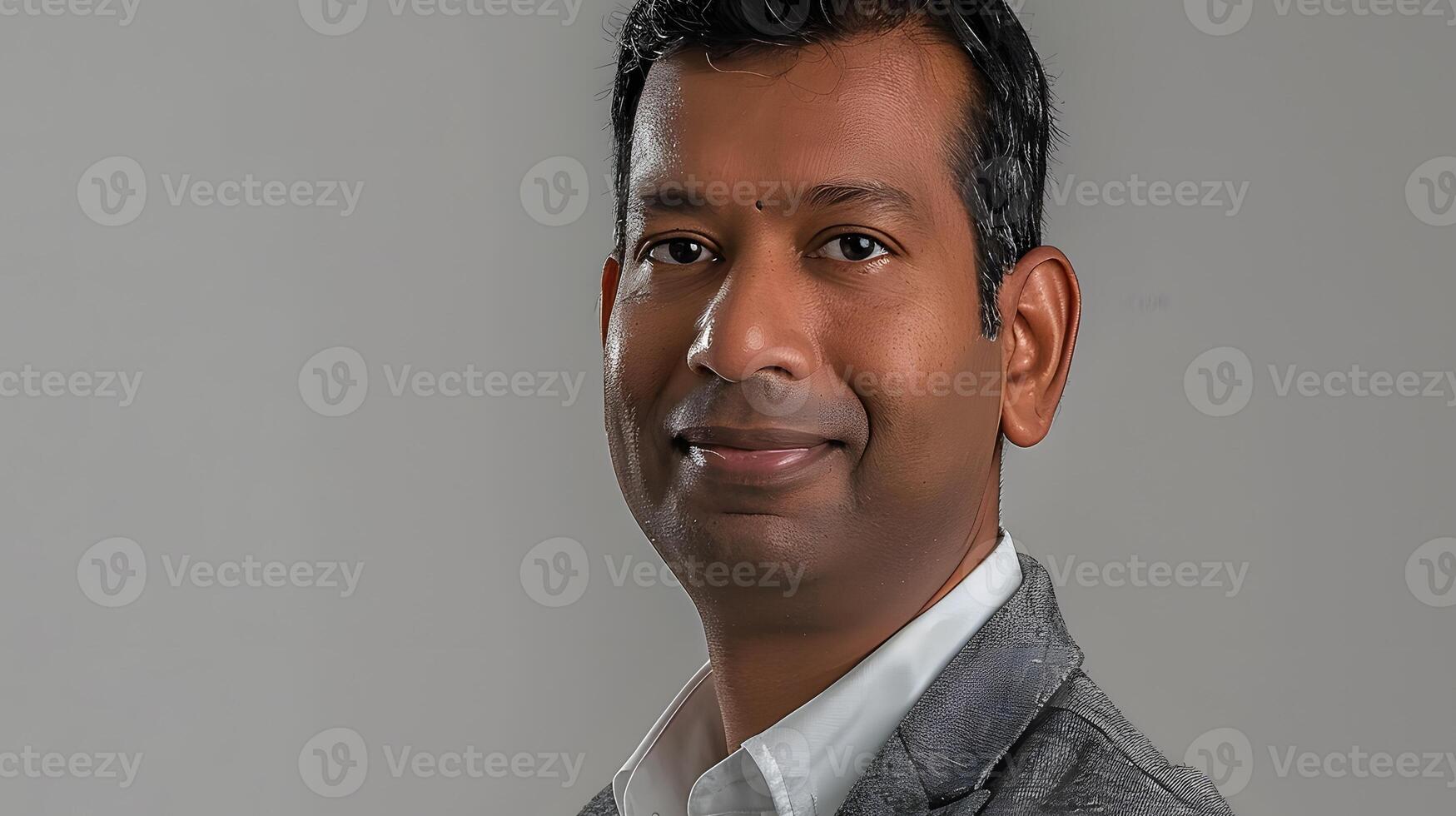 Man in suit on gray background photo