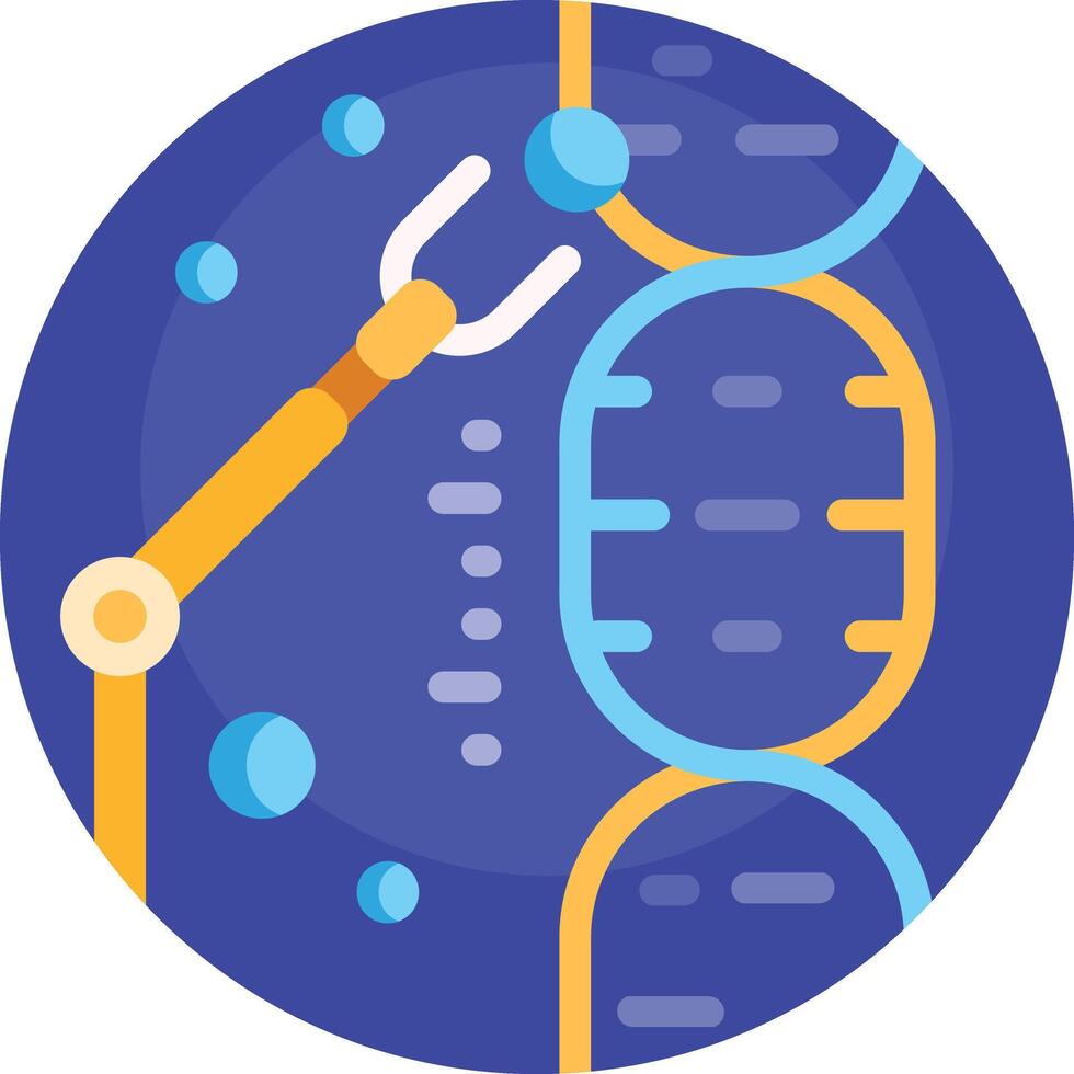 an illustration of a dna strand with a pair of scissors vector