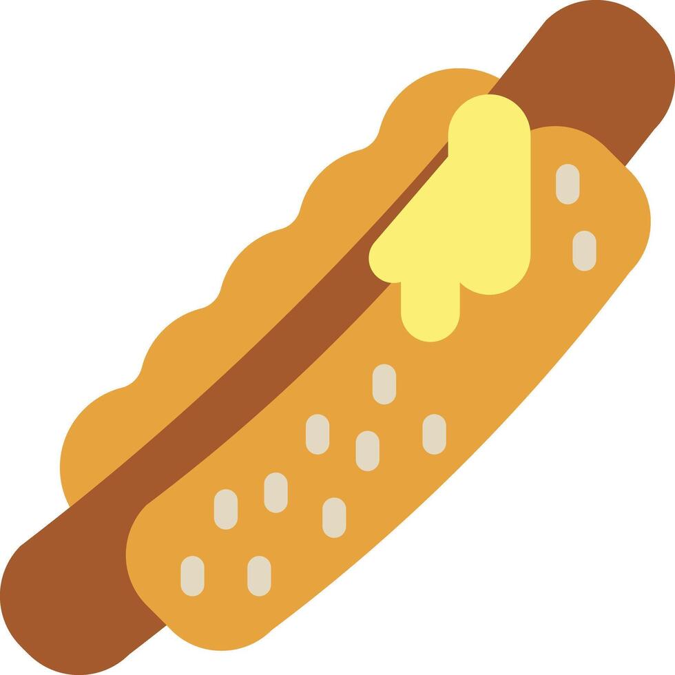 a hot dog with mustard on it vector