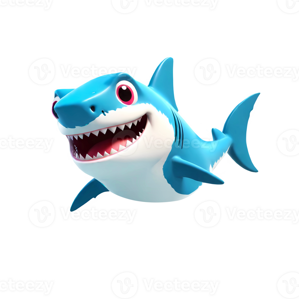 3d rendering shark cartoon character png