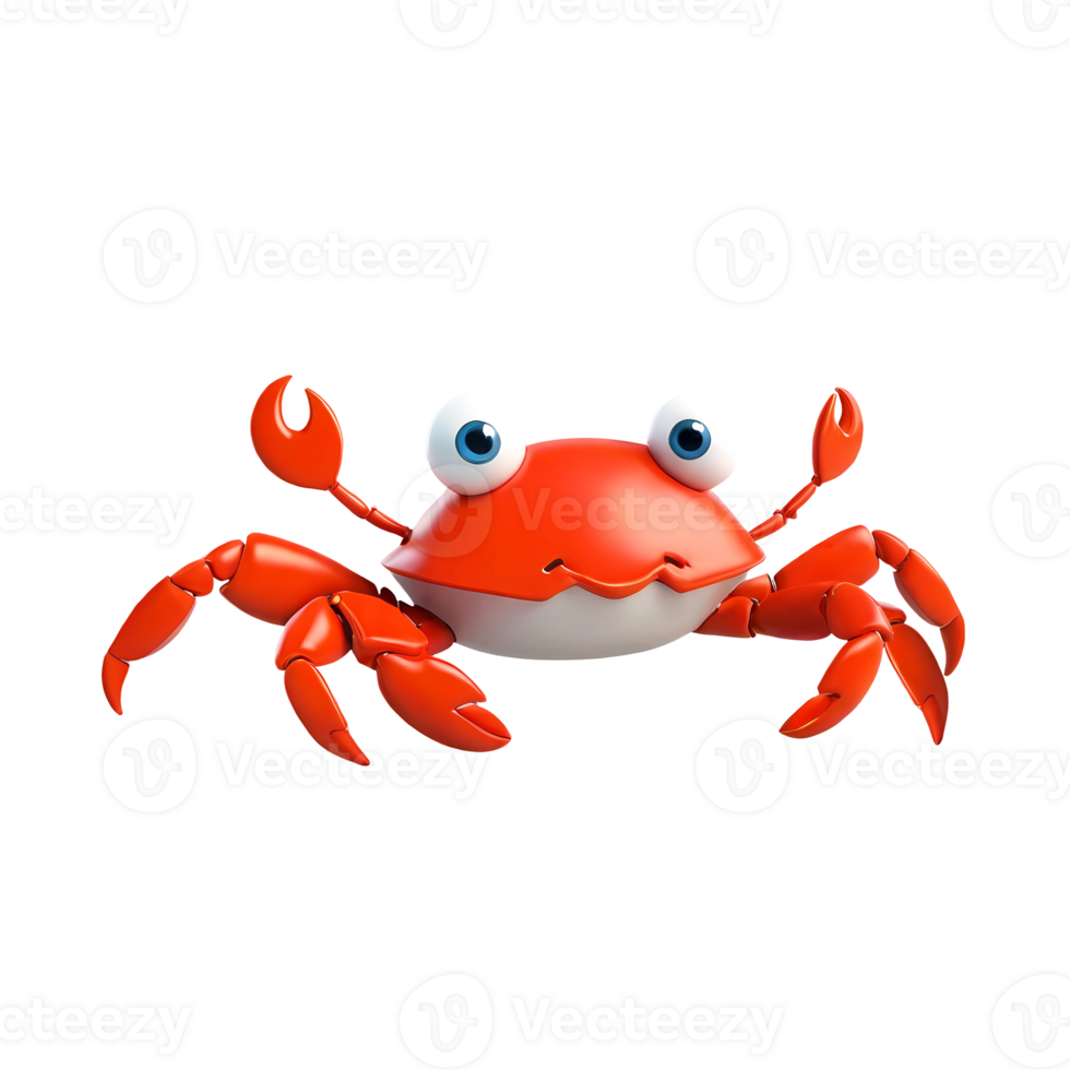 3d rendering crab cartoon character png