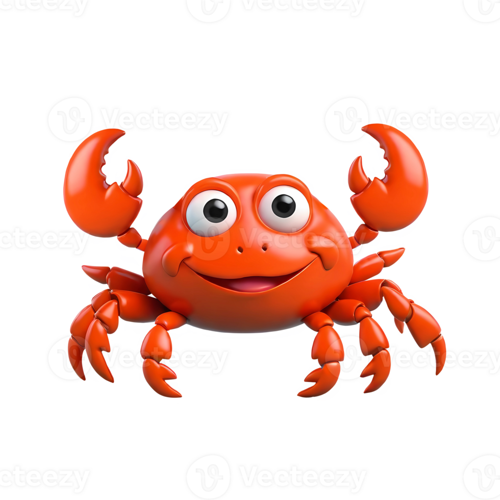 3d rendering crab cartoon character png