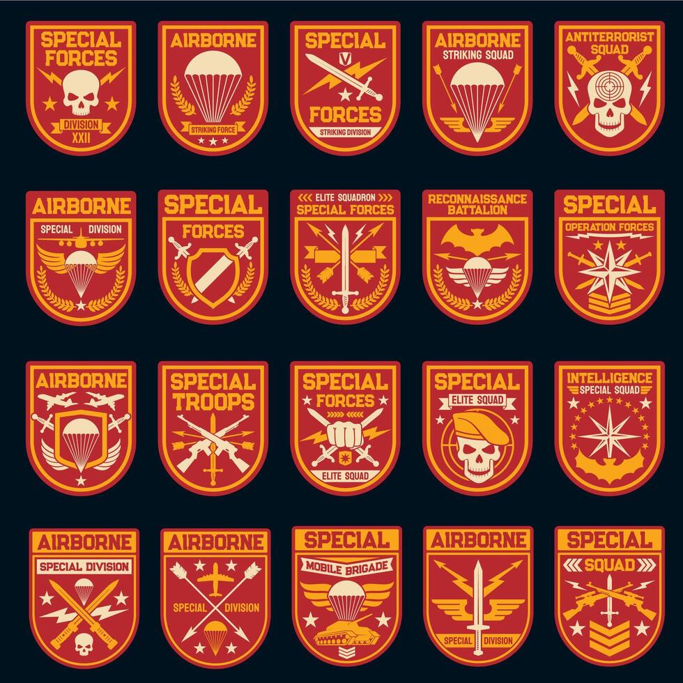 Military patches, special operation and air forces vector