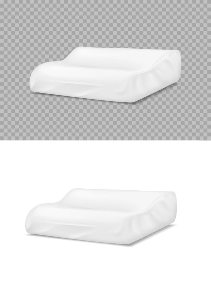 Orthopedic white pillow, cushions 3d mockup vector