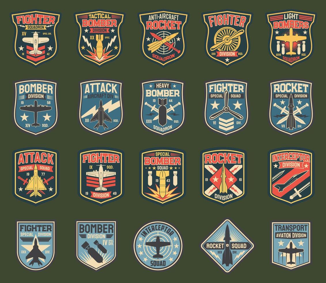 Army chevrons, stripes for fighter squadron vector