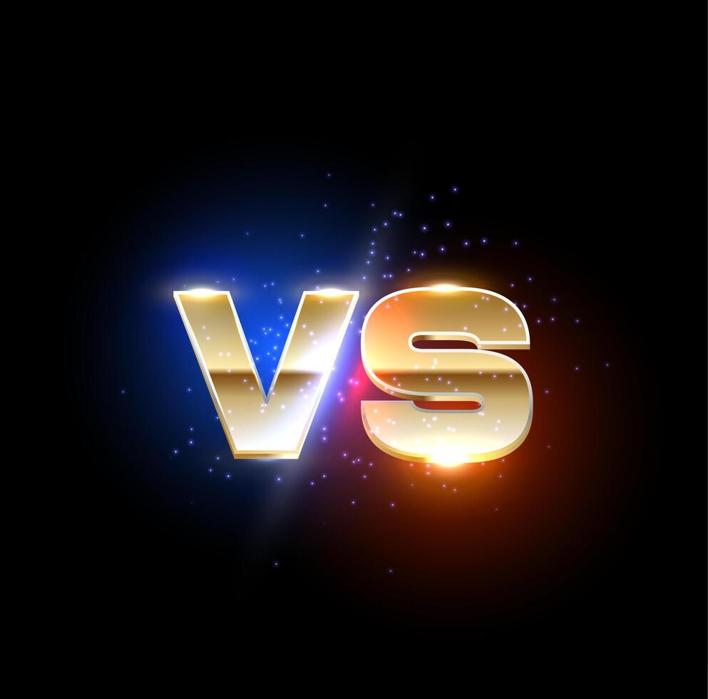 Golden versus VS sign, game or sport confrontation vector