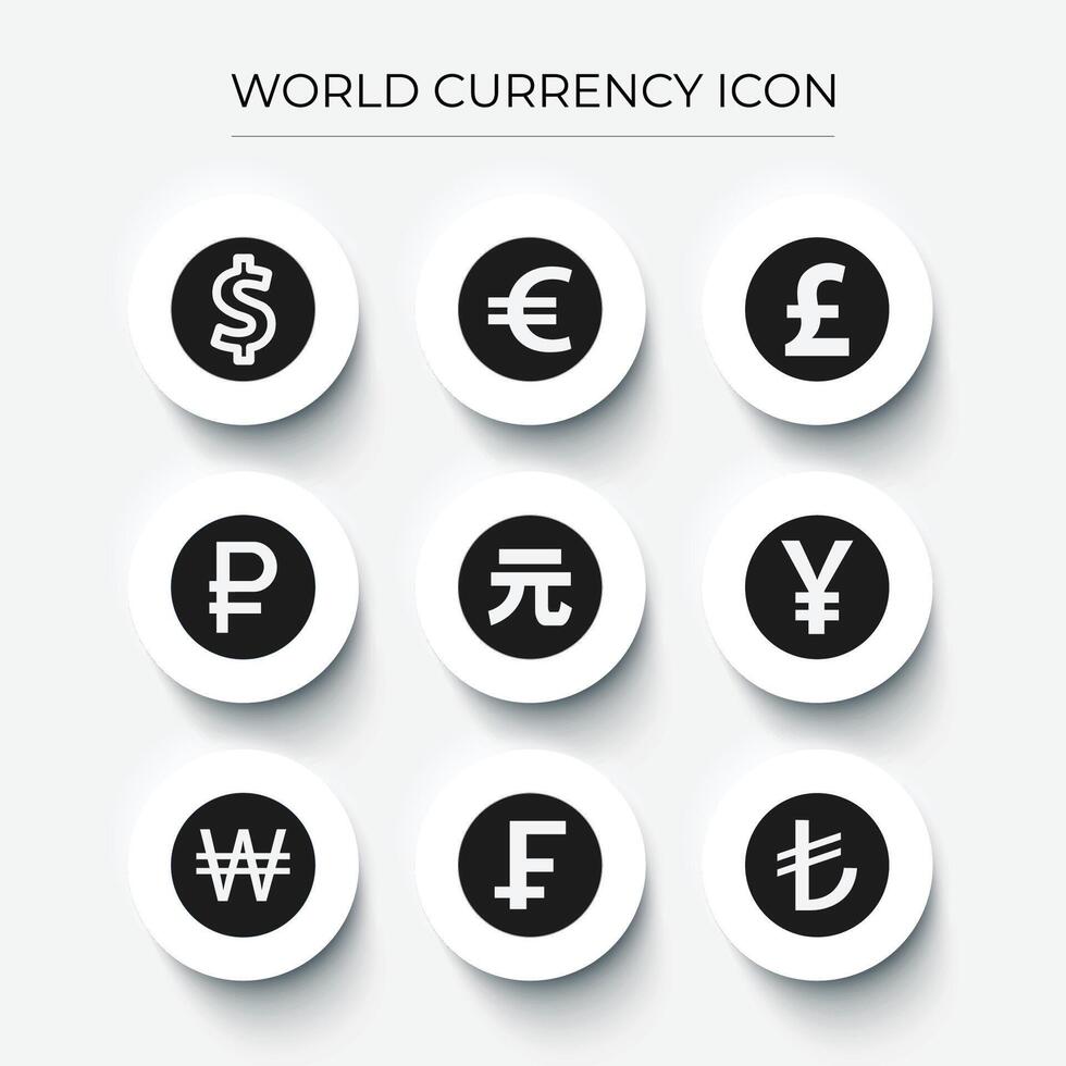 world currency icon collection vector