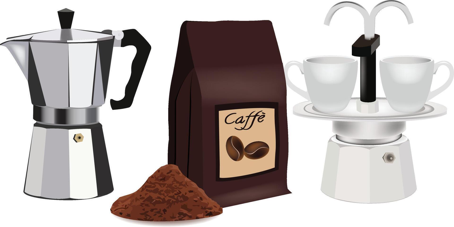 types of coffee makers cob coffee bag vector