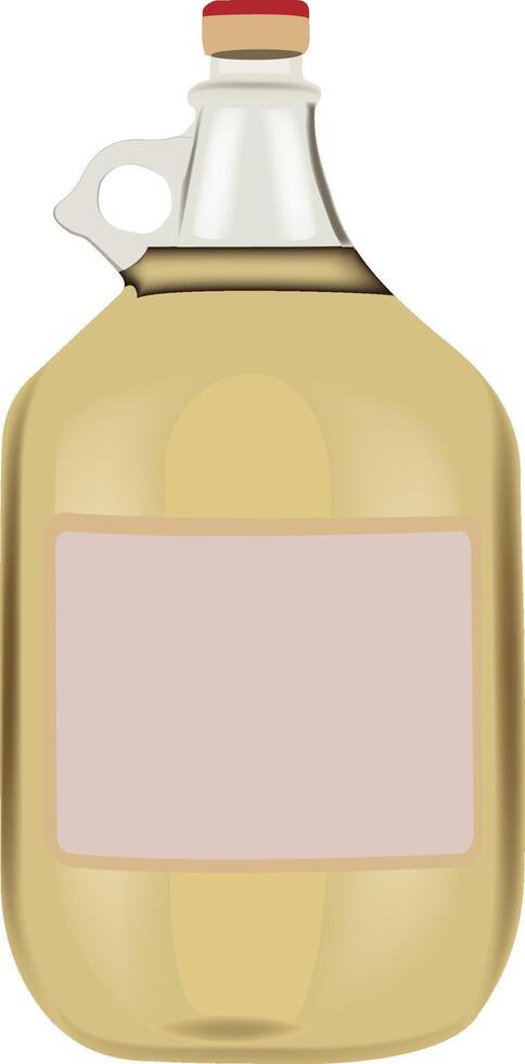 five-litre glass bottle containing white wine- vector