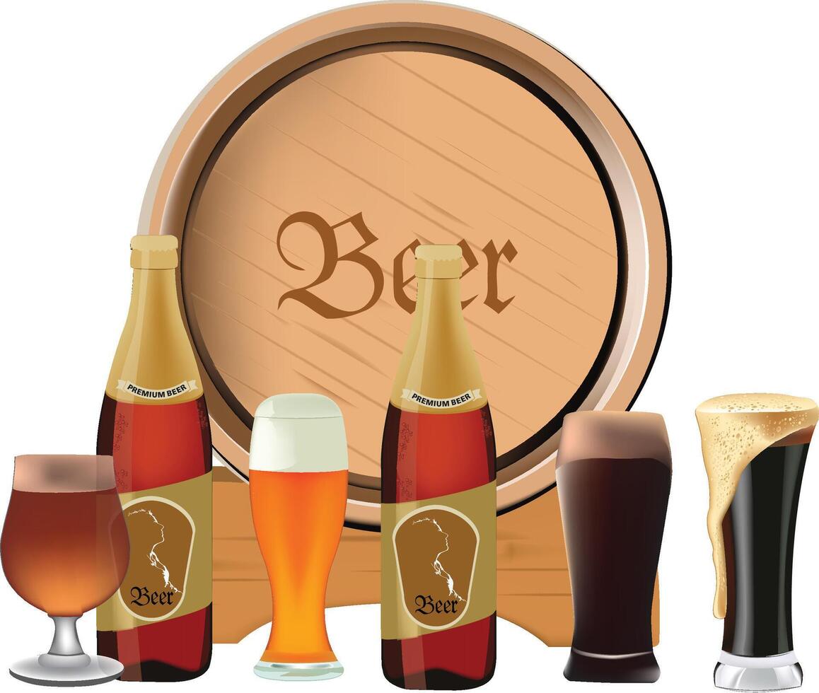 beer barrel with variety of beers vector