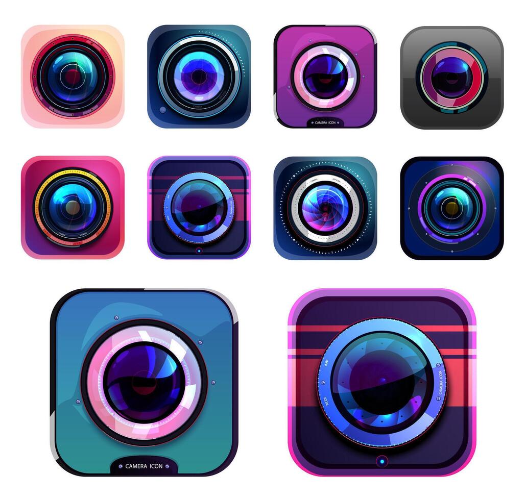 Photo and camera icons, digital signs vector