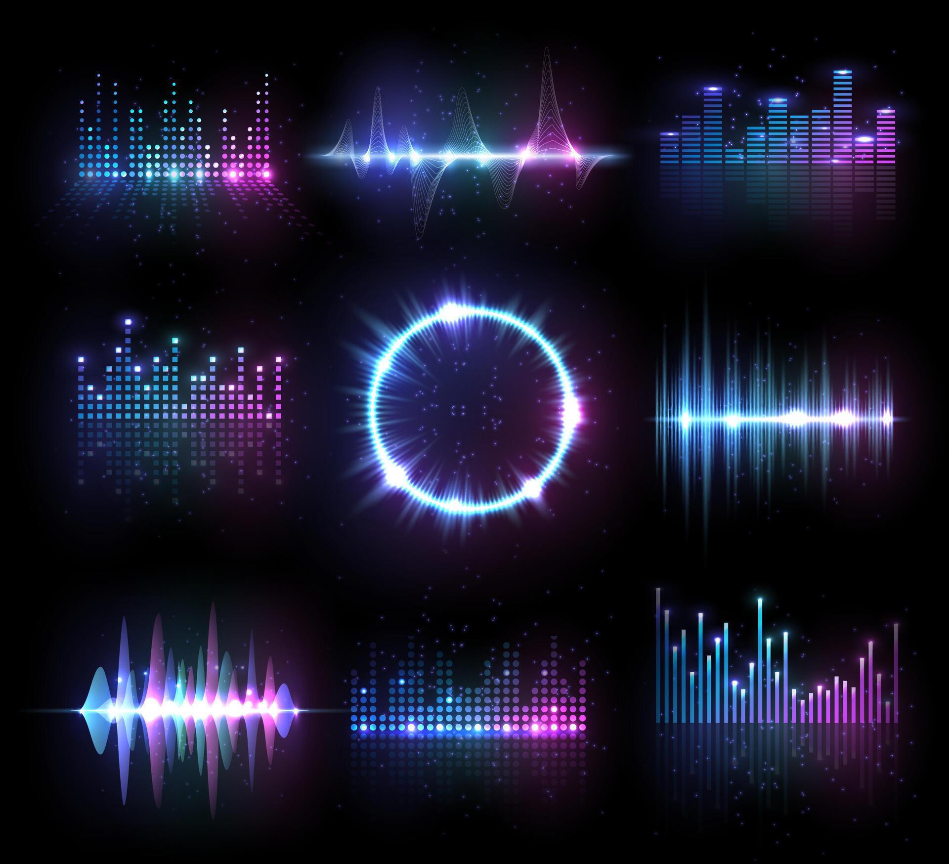 Music equalizers, audio or radio waves set 46558550 Vector Art at Vecteezy