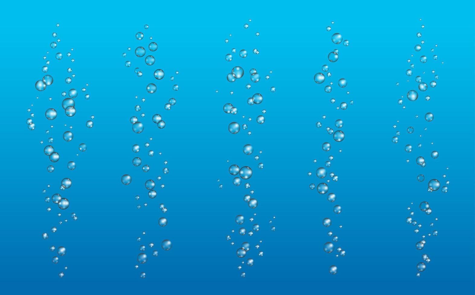 Underwater air bubbles, realistic soda water vector