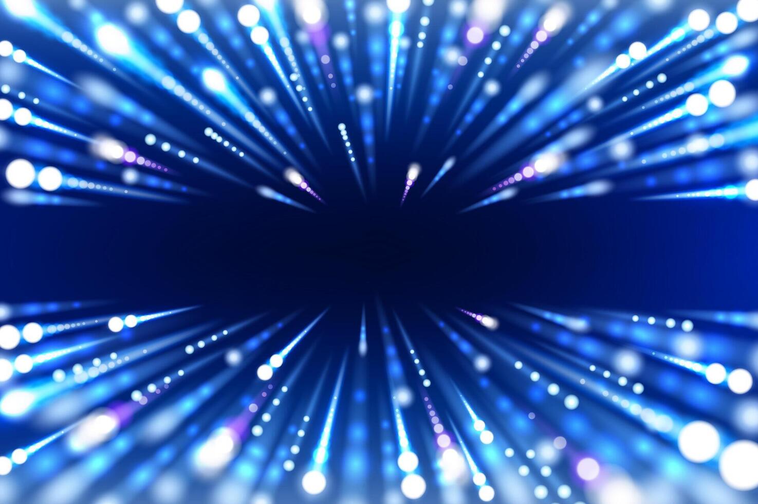 Hyperspace abstract background of blue neon lights vector