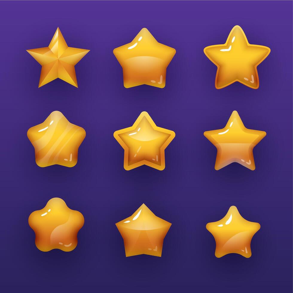 Cartoon rating stars icons or ui design vector