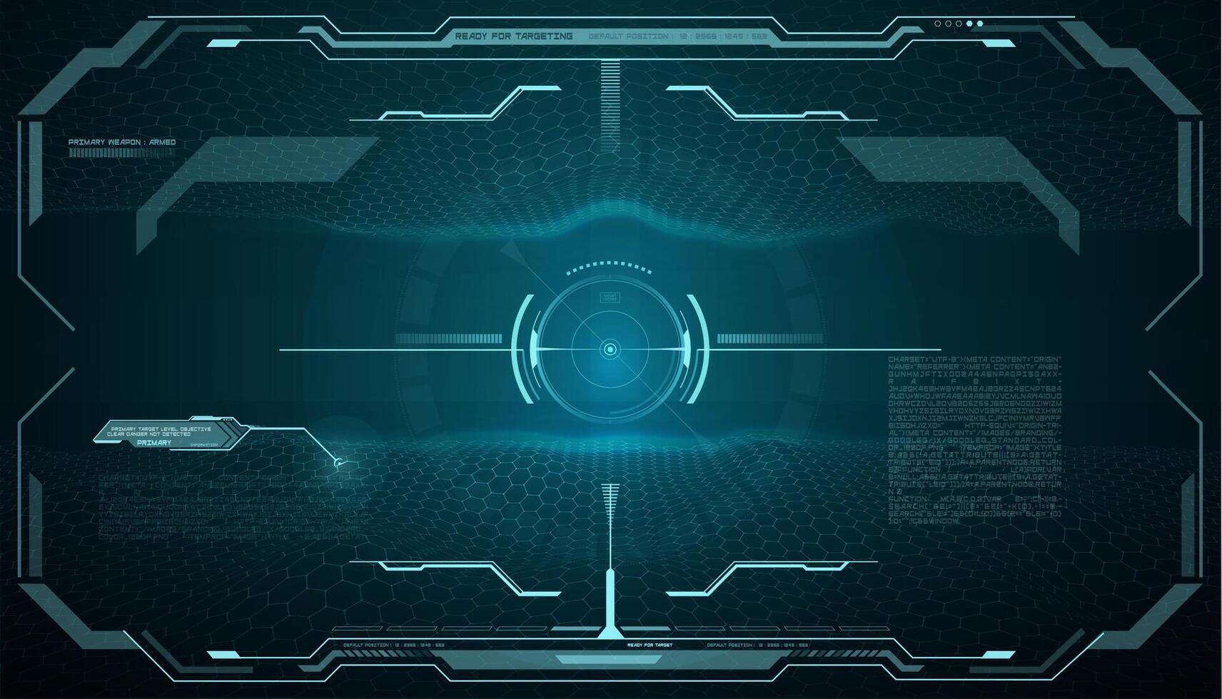 HUD futuristic monitor screen, target aim control vector