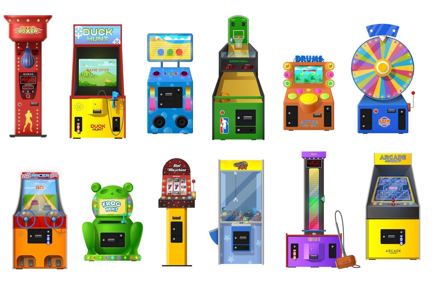Game machines of arcade and casino slot vector