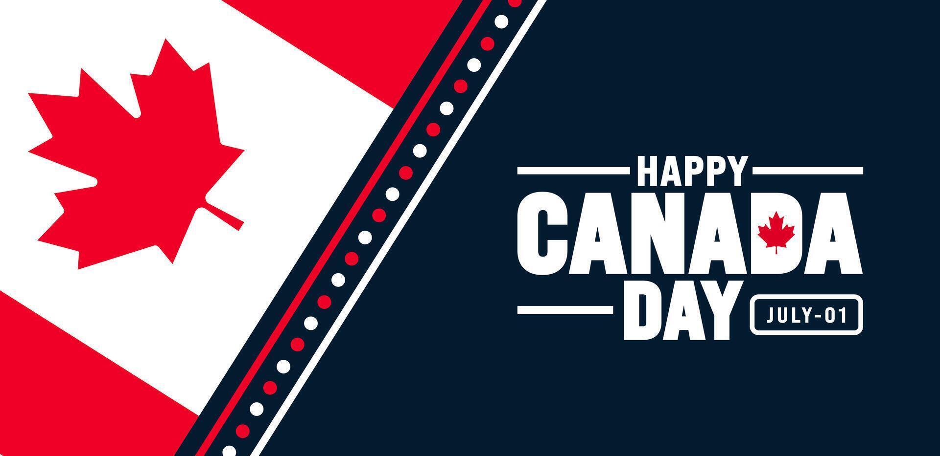 1 July is Happy Canada Day background template with Canada flag maple leaf. Holiday concept. use to background, banner, placard, card, and poster design. celebrating Canada independence day banner. vector