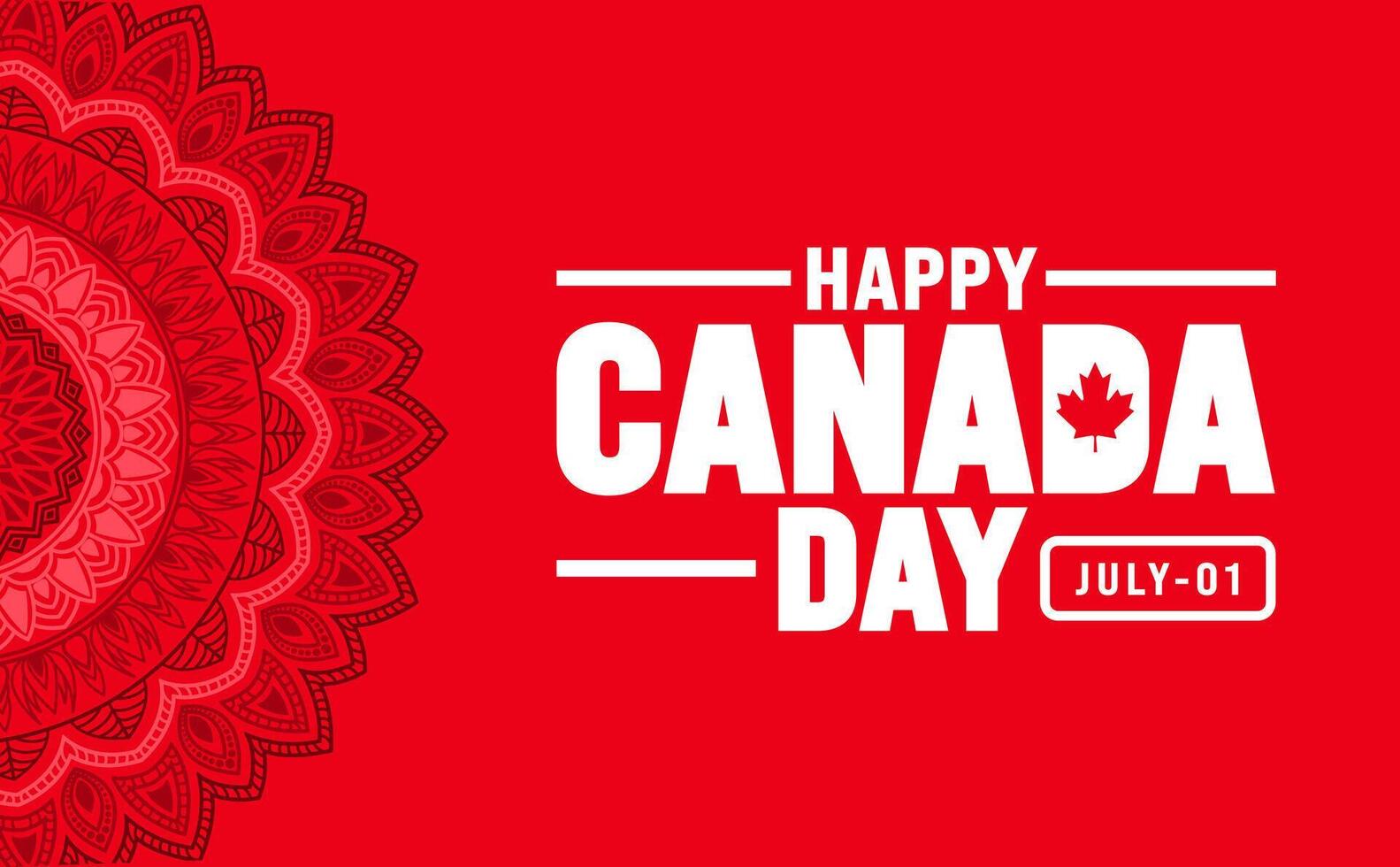 1 July is Happy Canada Day mandala background template with Canada flag maple leaf. Holiday concept. use to background, banner, placard, card, and poster design. celebrating Canada independence day vector