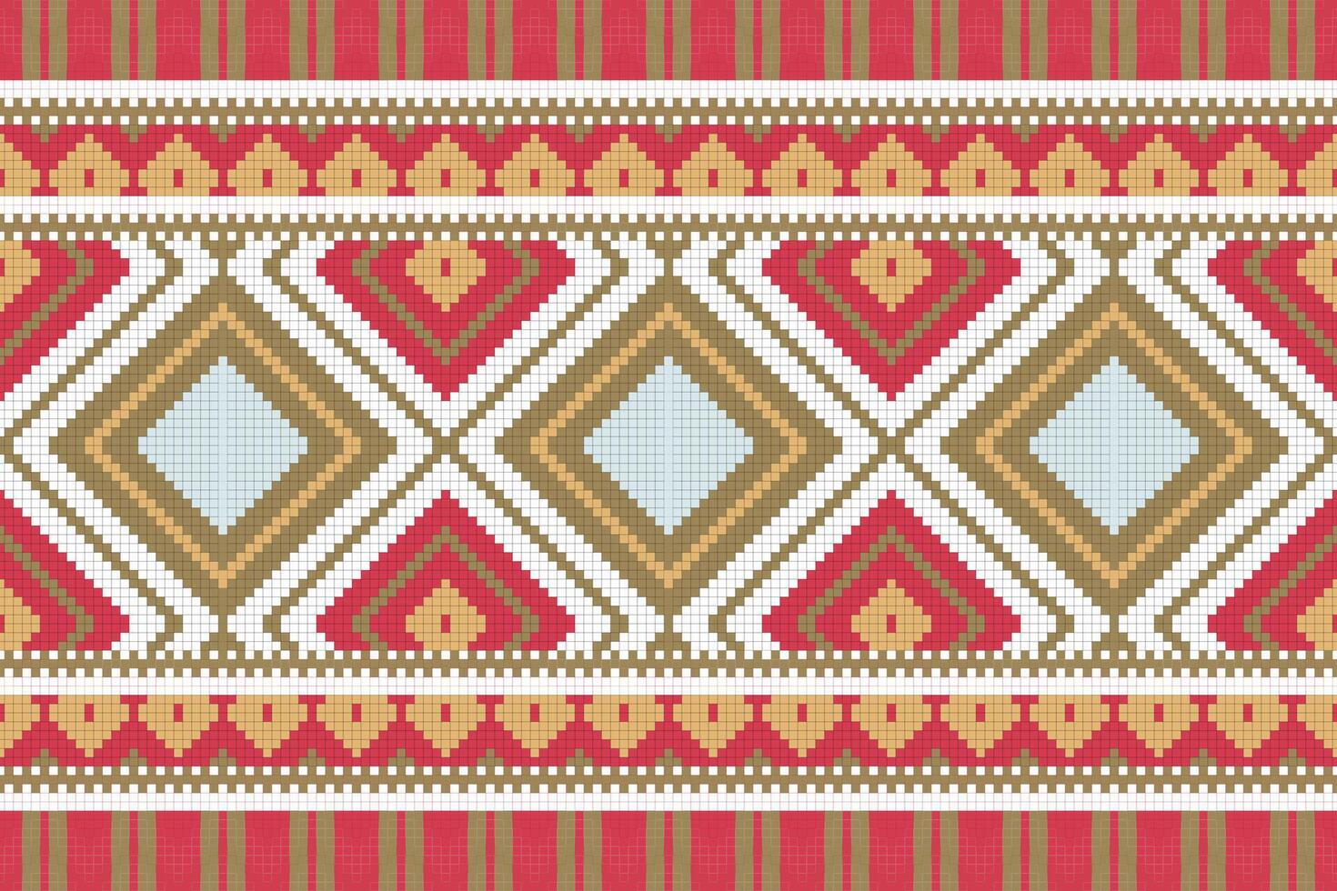 Ikat Damask Paisley Embroidery Background. Ikat Geometric Ethnic Oriental Pattern traditional.aztec Style Abstract illustration.design for Texture,fabric,clothing,wrapping,sarong. vector