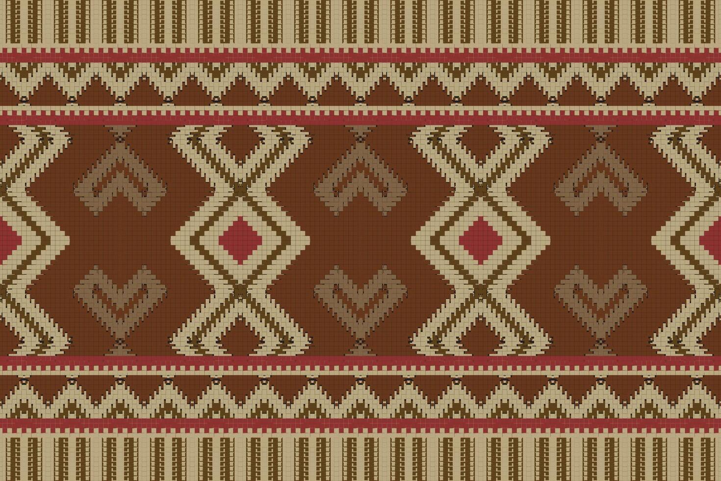 Motif Ikat Seamless Pattern Embroidery Background. Ikat Stripes Geometric Ethnic Oriental Pattern Traditional. Ikat Aztec Style Abstract Design for Print Texture,fabric,saree,sari,carpet. vector