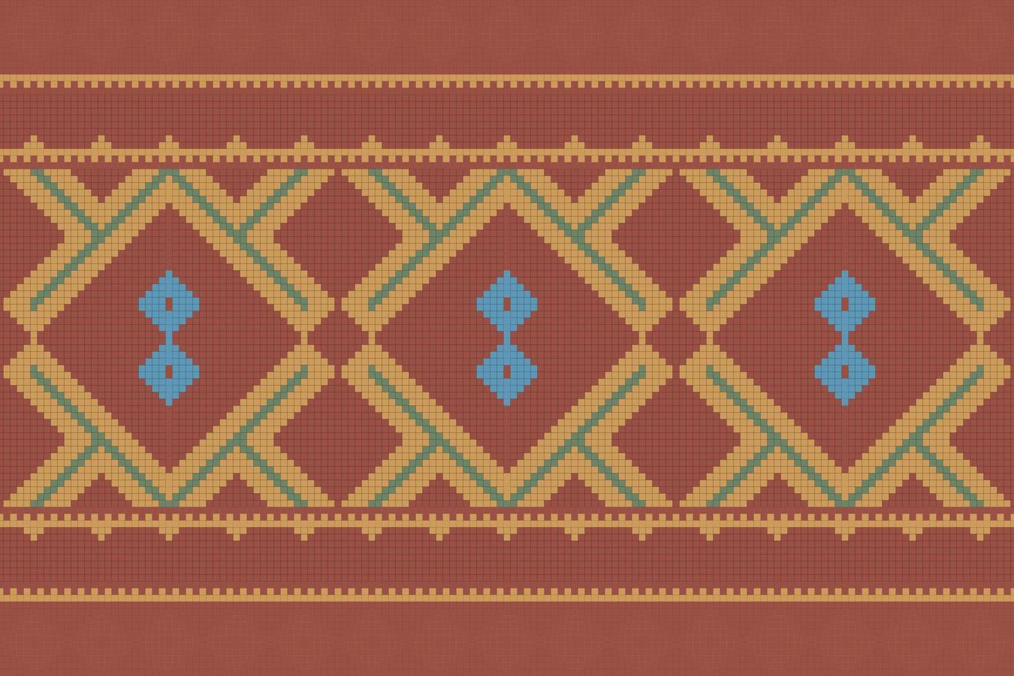Motif Ikat Paisley Embroidery Background. Ikat Flower Geometric Ethnic Oriental Pattern traditional.aztec Style Abstract illustration.design for Texture,fabric,clothing,wrapping,sarong. vector