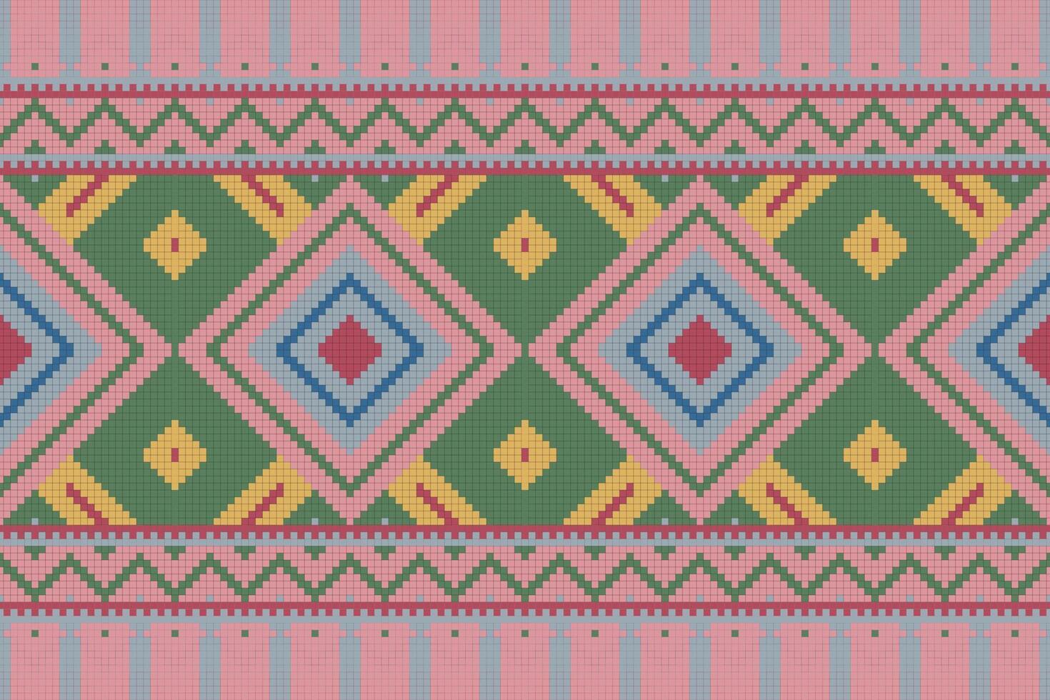 Motif Ikat Floral Paisley Embroidery Background. Ikat Prints Geometric Ethnic Oriental Pattern traditional.aztec Style Abstract design for Texture,fabric,clothing,wrapping,sarong. vector