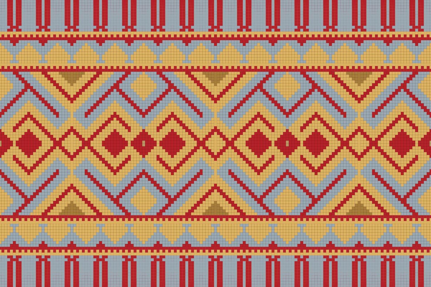Motif Ikat Floral Paisley Embroidery Background. Ikat Stripe Geometric Ethnic Oriental Pattern traditional.aztec Style Abstract design for Texture,fabric,clothing,wrapping,sarong. vector