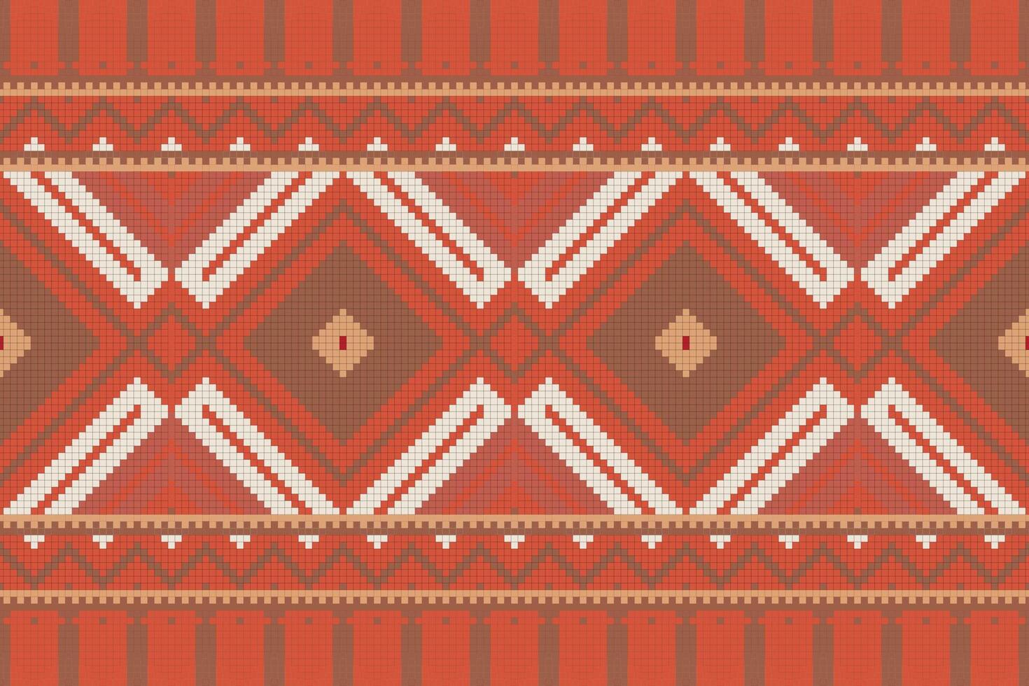 Motif Ikat Paisley Embroidery Background. Ikat Floral Geometric Ethnic Oriental Pattern traditional.aztec Style Abstract illustration.design for Texture,fabric,clothing,wrapping,sarong. vector