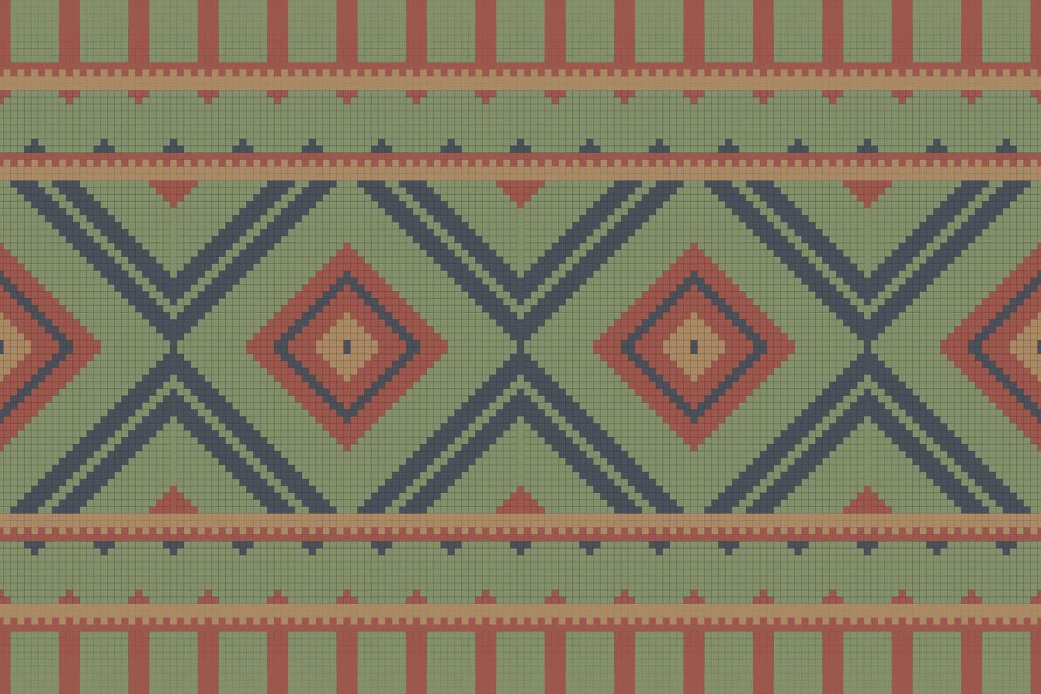 Ikat Floral Paisley Embroidery Background. Ikat Flower Geometric Ethnic Oriental Pattern traditional.aztec Style Abstract illustration.design for Texture,fabric,clothing,wrapping,sarong. vector