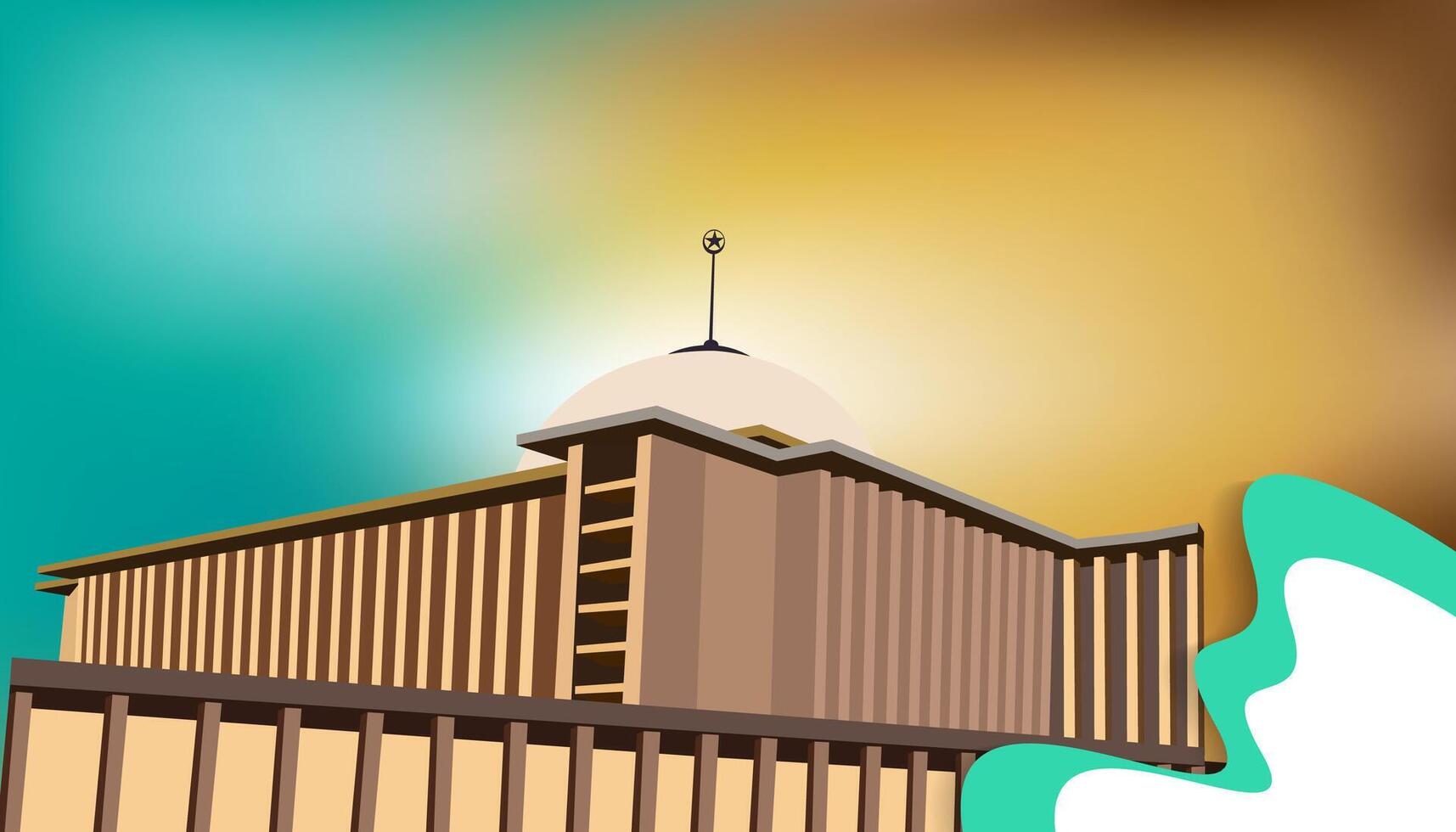 Illustration of the Jakarta Mosque in Indonesia vector