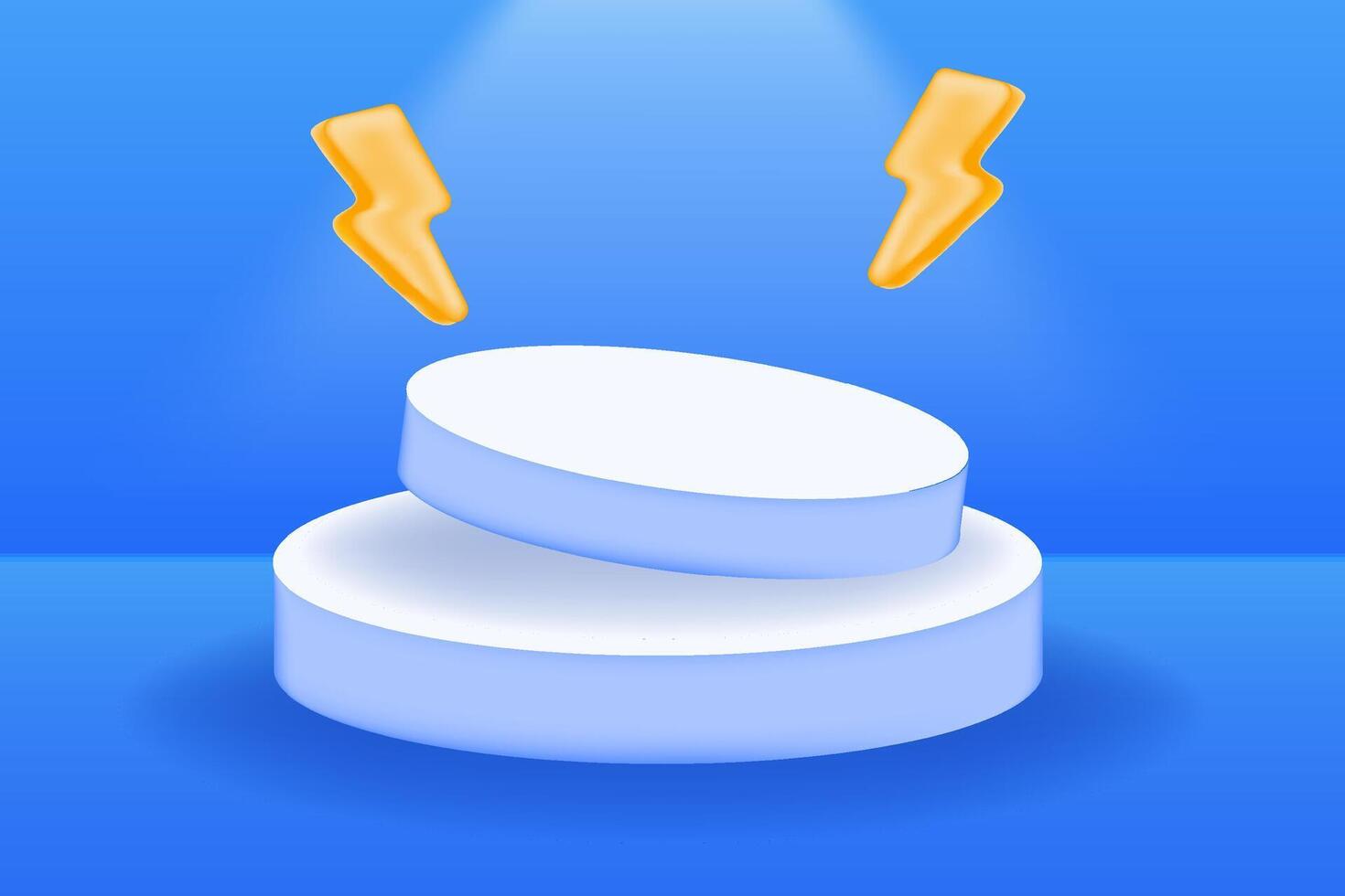 3d display product abstract minimal scene with geometric podium platform. blue background 3d render with podium. with lightning bolts flash sale vector