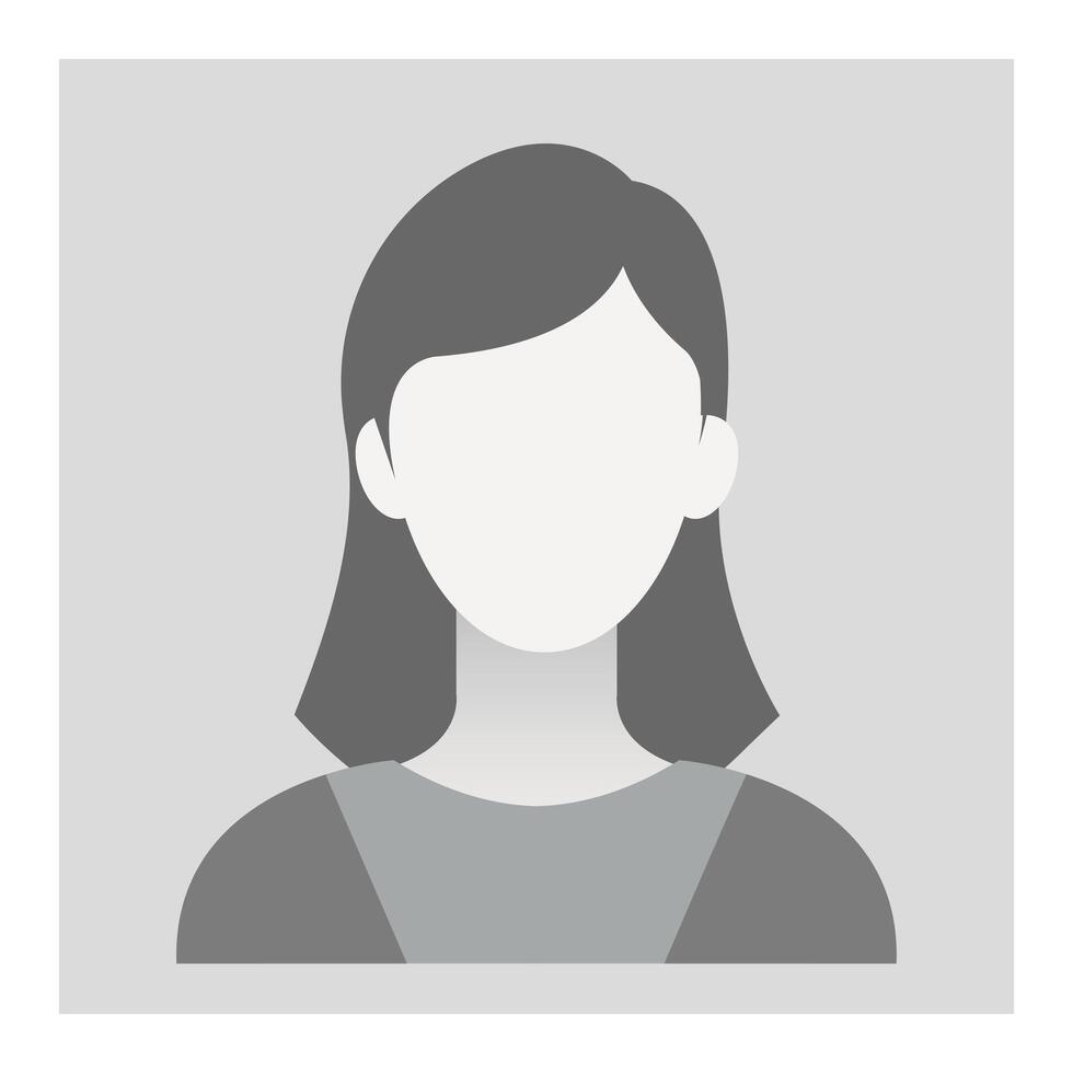 Placeholder Avatar. Female Person Default Woman Avatar Image. Gray Profile. anonymous Face Picture. illustration Isolated On background vector