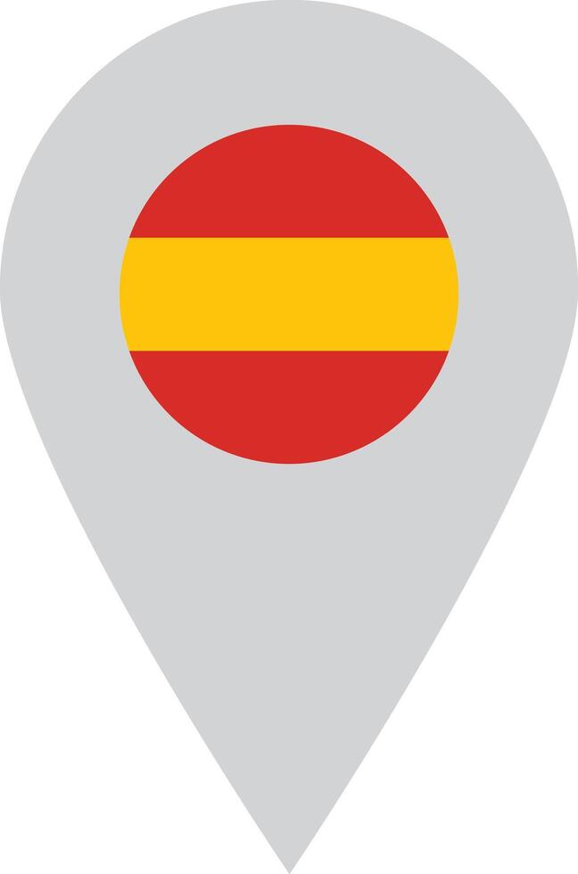 Spain location pin icon . Spain flag map pin icon . Map pointer with Spain flag vector